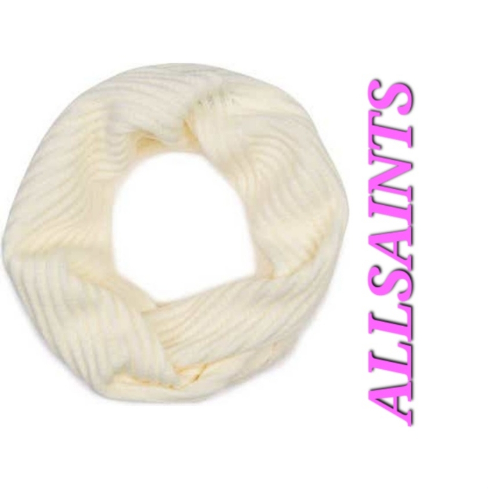 ALL SAINTS Traveling Rib Knit Infinity Scarf in Chalk
